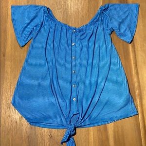 Bright Stripe Tie Blouse